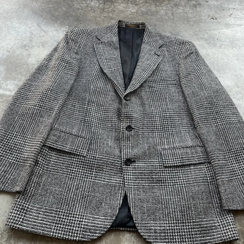 Vintage Evan-Picone Houndstooth Wool Suit Jacket Tweed Blazer Size 41 R